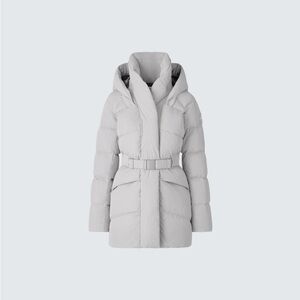 Canada Goose Moonstone Gray Hooded Belted Puffer Jacket